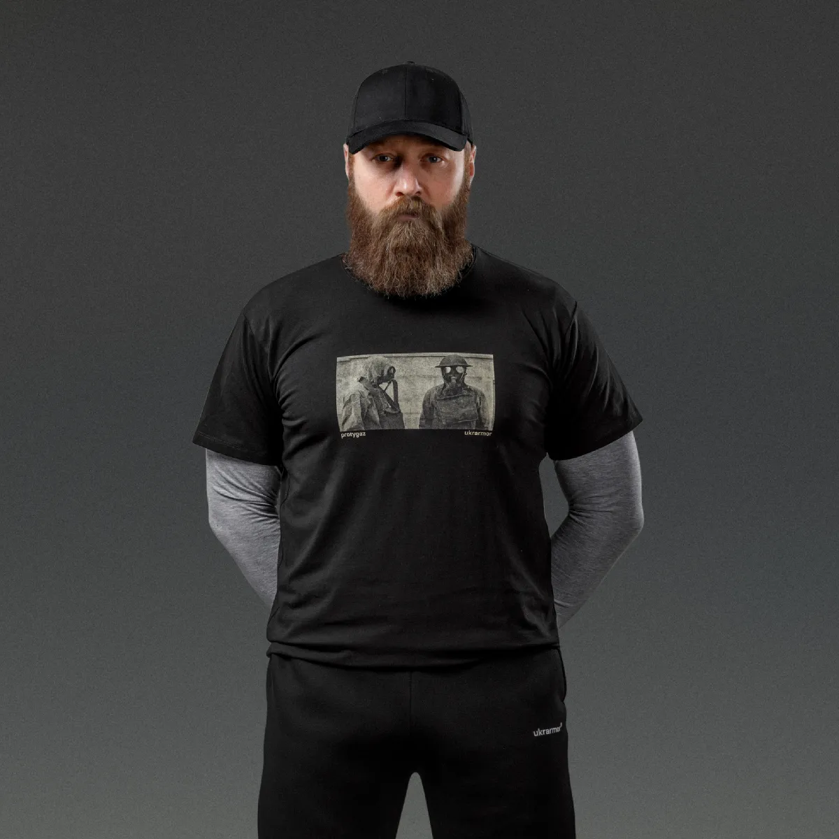 Футболка чоловіча Basic Military T-Shirt. Gasmask Grins. Cottone/Elastane, чорний 3