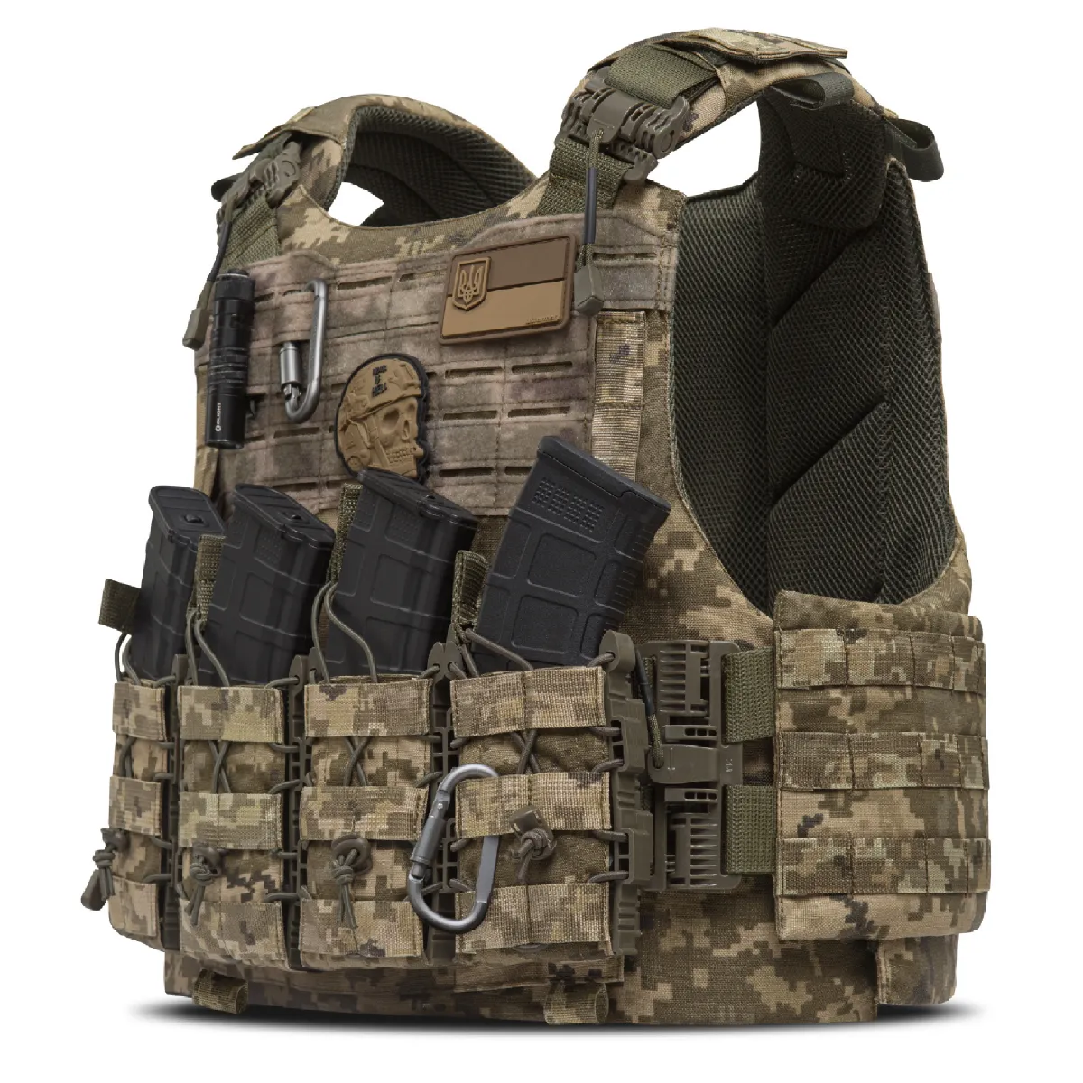 Бойовий бронежилет IBV-1. Вага 3.1 кг. Збільшена площа захисту. Піксель (мм-14). S/M