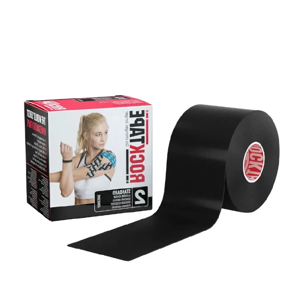 Кінезіо тейп RockTape Standart. Еластична стрічка 5 см х 5 м. Чорний