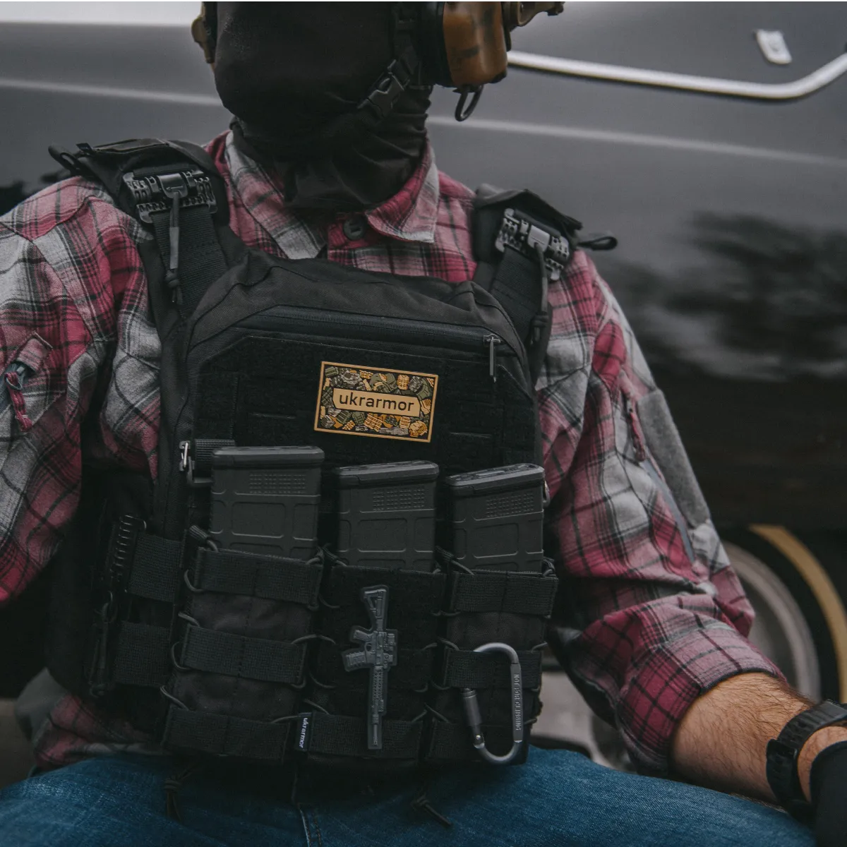 Патч (шеврон) з написом Ukrarmor, на липучці, кольоровий. М’який ПВХ пластик 8