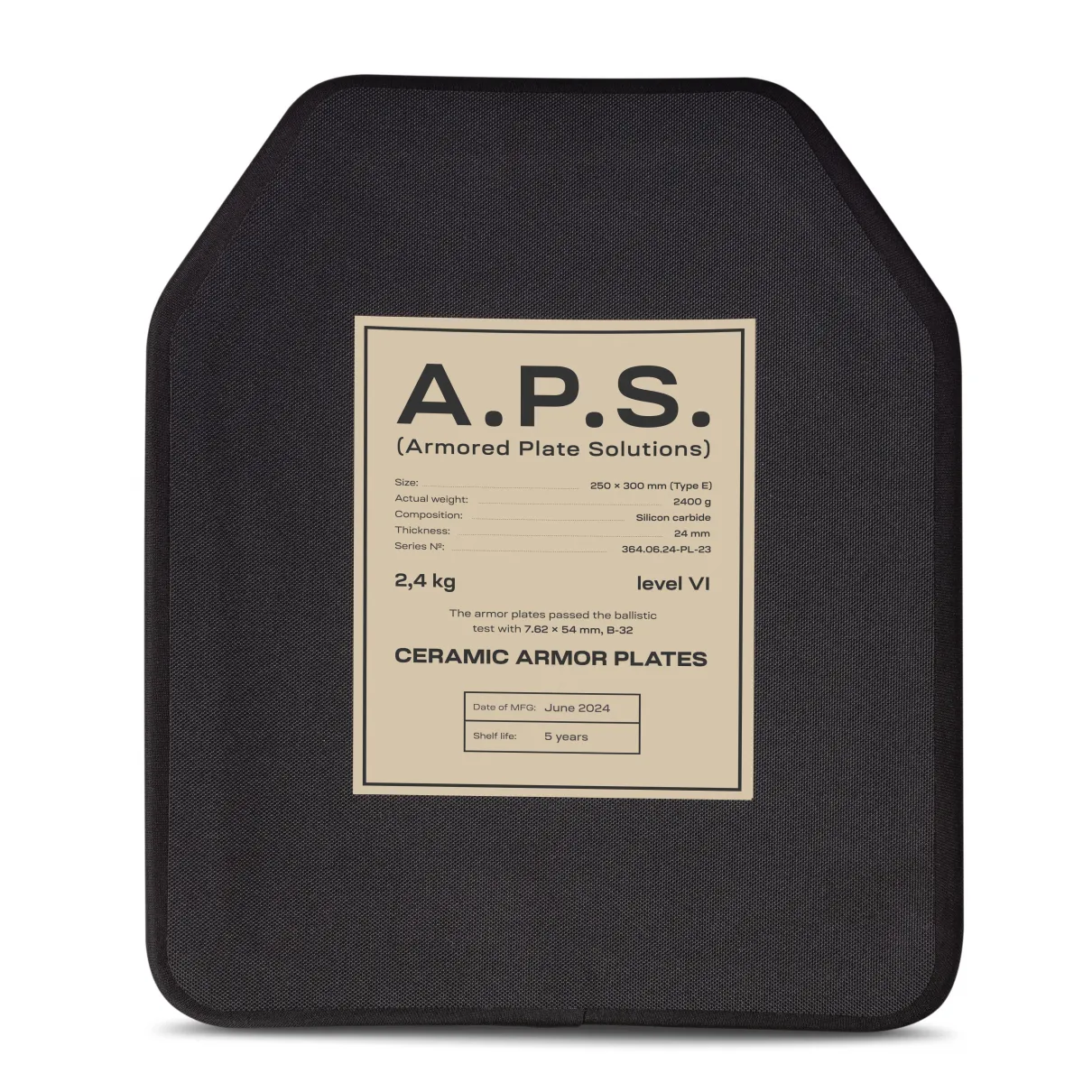 Плиты керамика 6 класс защиты (комплект). Вес 4.8 кг. Размер M (25х30 см.) A.P.S. 4