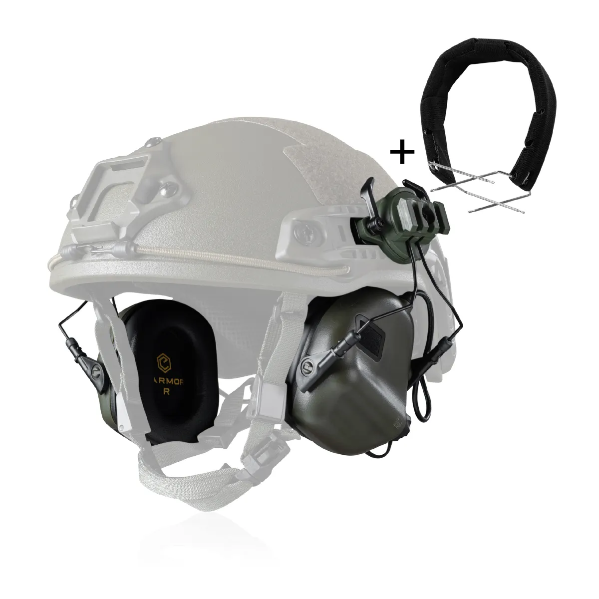 Активні навушники Earmor M31 в комплекті з дужкою/наголів'ям. Олива