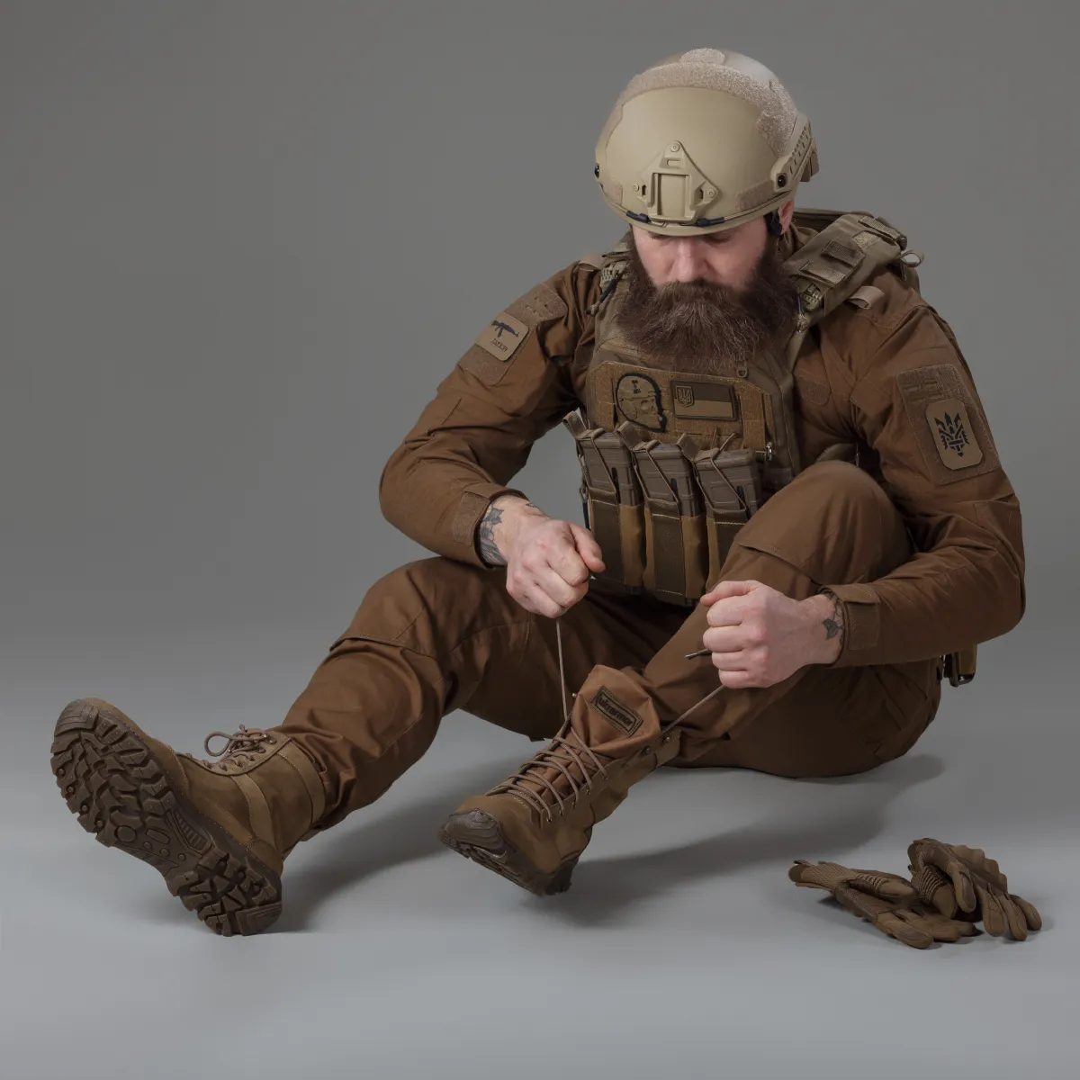 Берці зимові тактичні високі WarFlex. Шкіряні (нубук). Підвищена міцність. Койот 9