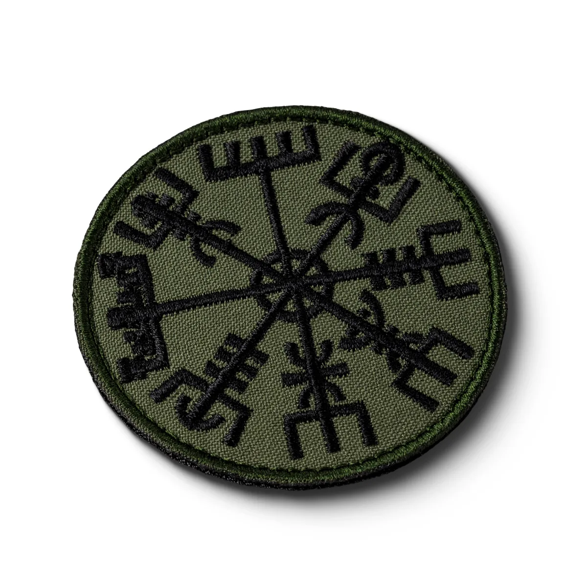 Шеврон (нашивка) Вегвізир компас вікінгів, 7х7 см. Олива 2