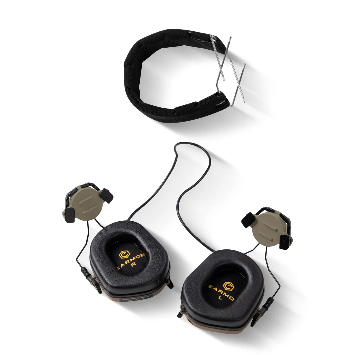 Активні навушники Earmor M31 в комплекті з дужкою/наголів'ям. Койот 2