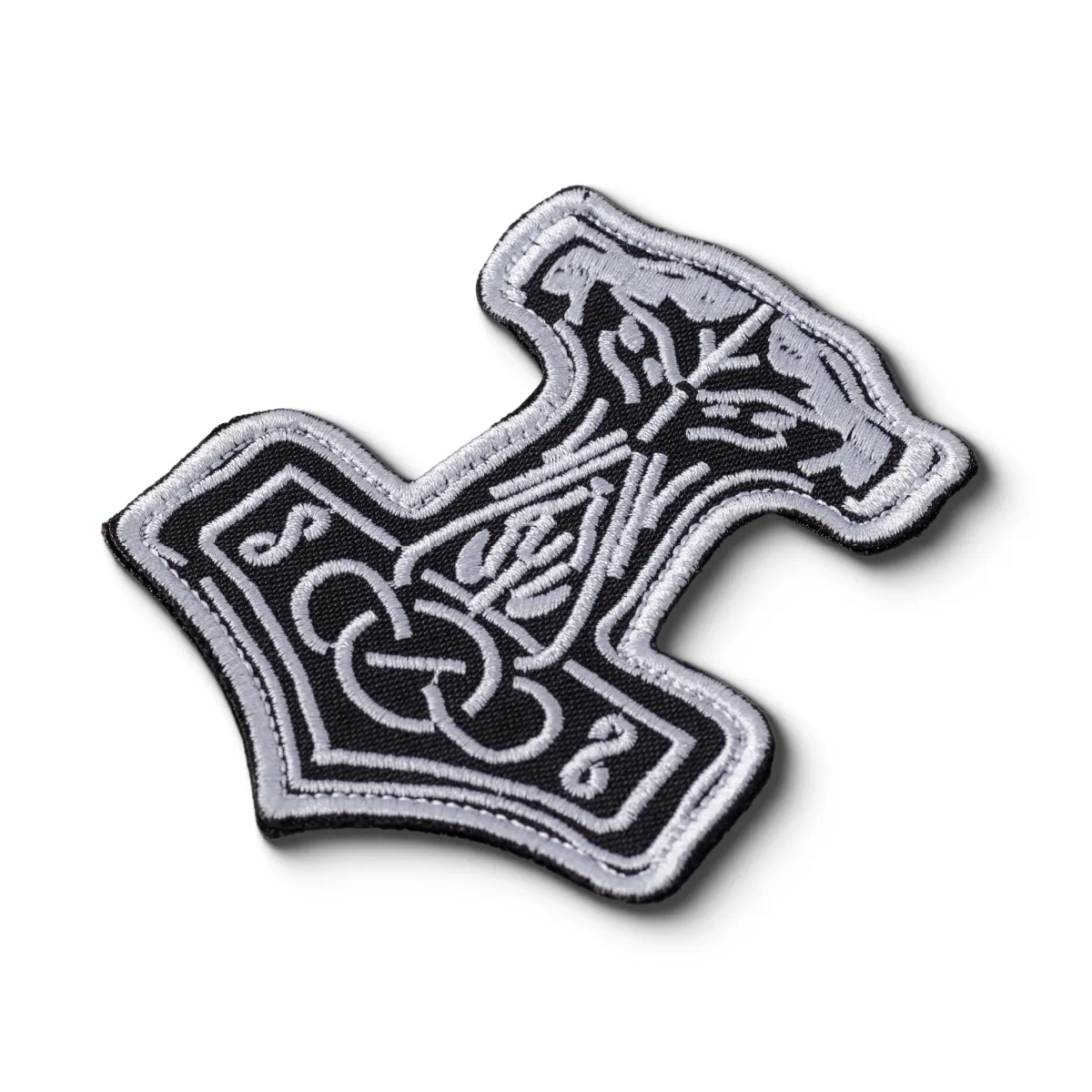 Шеврон (нашивка) Молот Тора на липучці, 10х8 см. Сіро-чорний 2