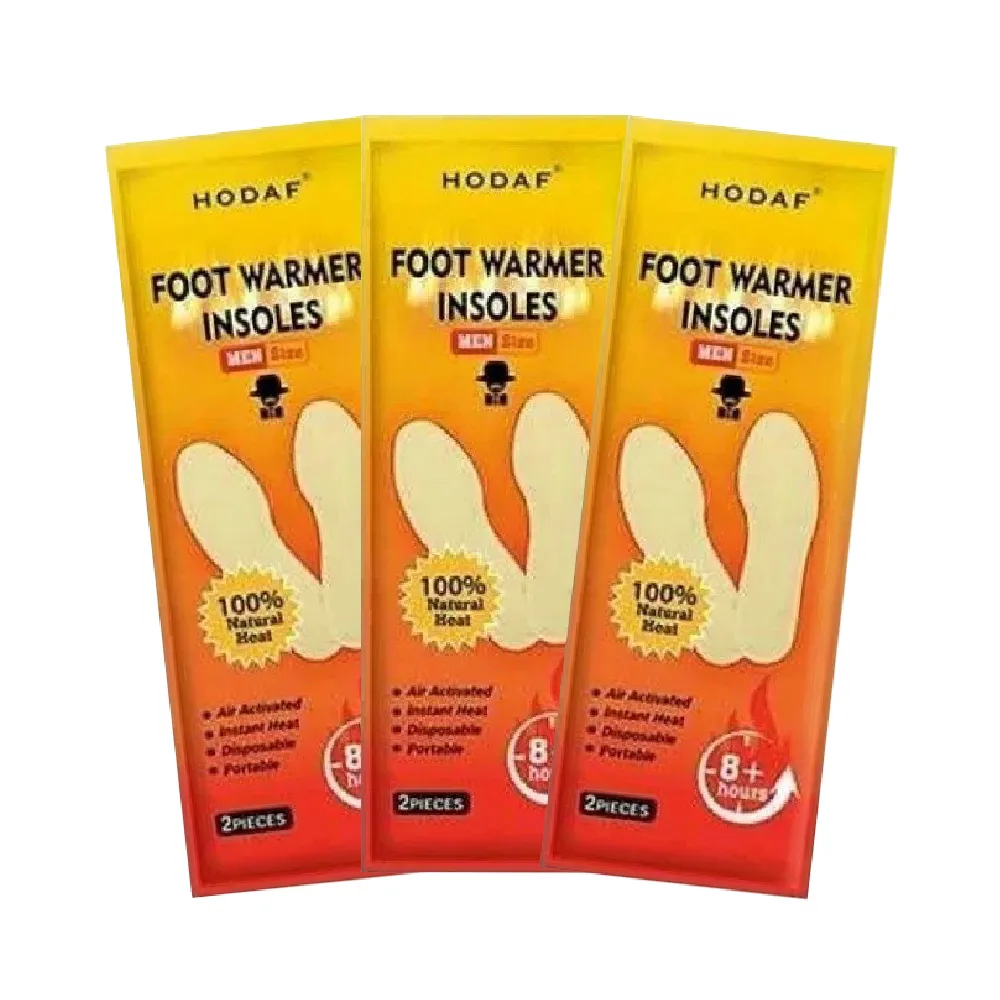 Комплект хімічних грілок Hodaf Foot Warmer Men для ніг, 25.2х8.6 см (до 8 годин). 3 упаковки