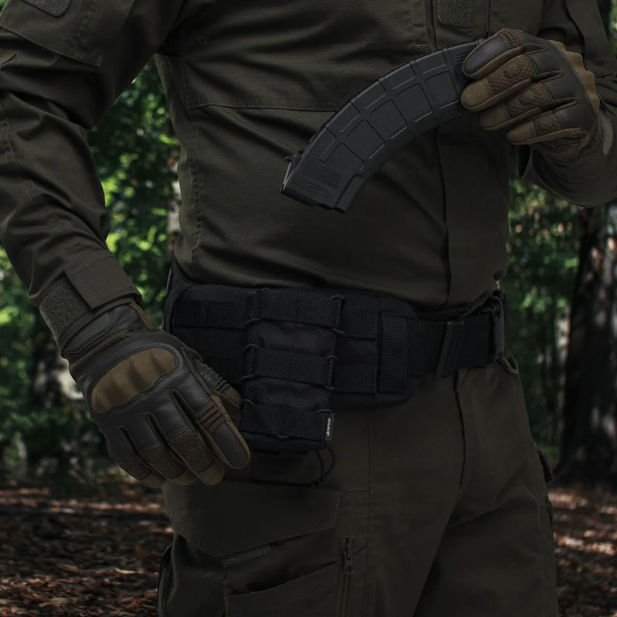 Одинарный подсумок под магазины АК/АR (тканевый). Черный 4