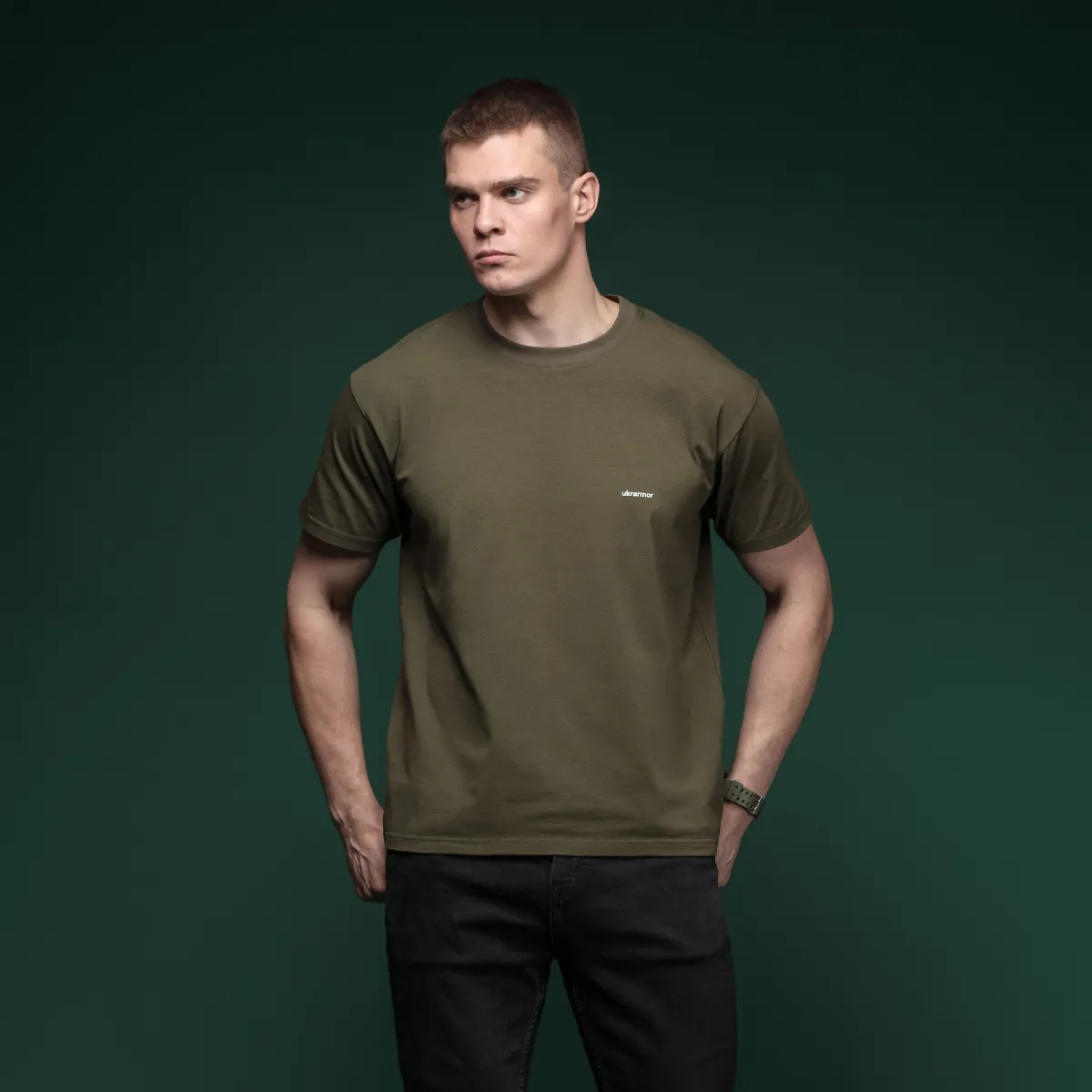 Комплект футболок Basic Military T-shirt. Материал Cottone/Elastane, олива 2