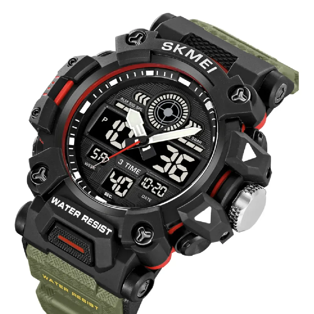 Тактичний наручний годинник Skmei 2226. Вологостійкий корпус. Army Green 4