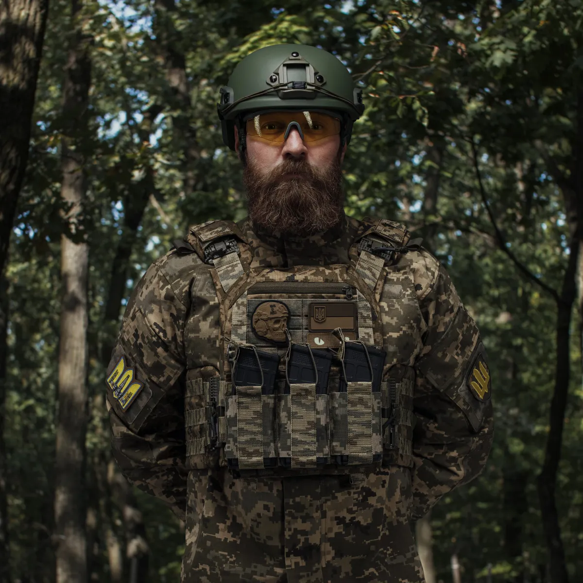 Одинарний еластичний підсумок під магазини АК/АR відкритого типу. Кріплення MOLLE. Піксель (мм-14) 4