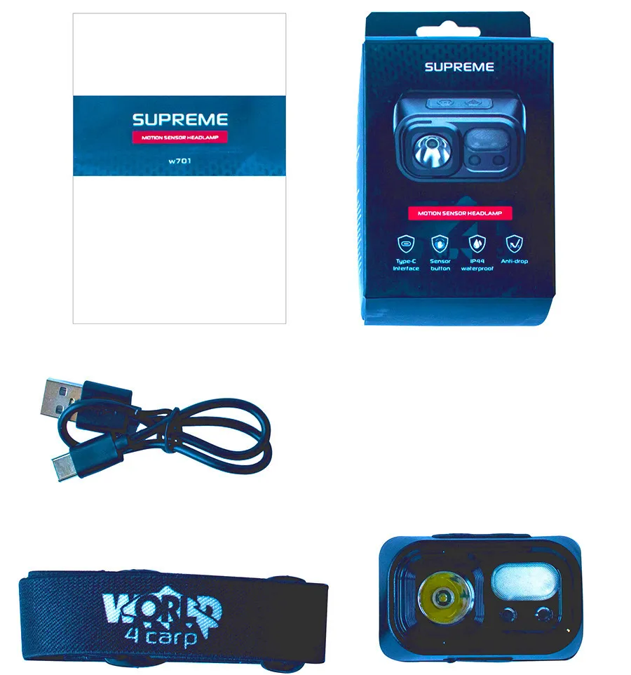 Ліхтар налобний World4Carp Supreme Headlamp на акумуляторі з датчиком руху, 220 Lm 7