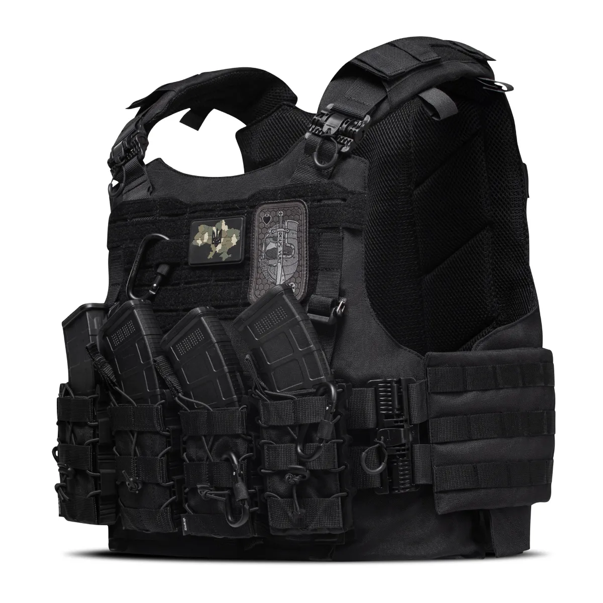 Бойовий бронежилет IBV-2 (Stanag 2920). Вага 4.3 кг. Збільшена площа захисту. Чорний. L/XL