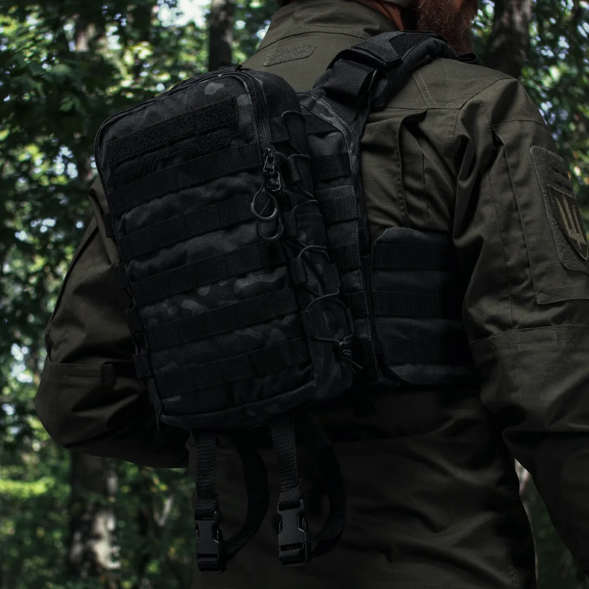 Тактичний рюкзак на 10 л. Кріплення Molle. Cordura 1000D. Мультикам чорний 3