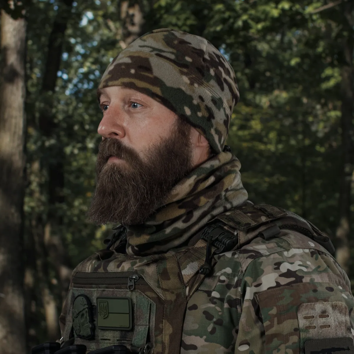 Комплект зимових головних аксесуарів FrostWrap: флісова шапка та баф. Мультикам 3