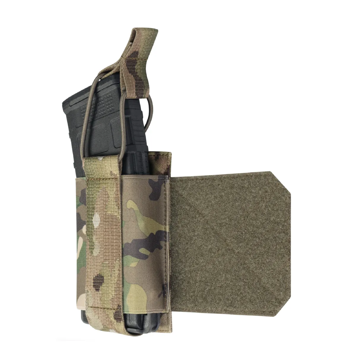 Боковой правосторонний эластичный подсумок для магазинов АК/AR и турникетов открытого типа с креплением на липучке. Мультикам 7