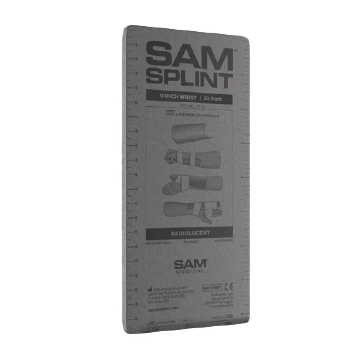 Медична шина SAM® Splint (США) плоска, 22.86 см, сіра