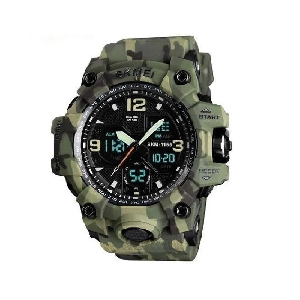 Тактичний годинник Skmei 1155. Водостійкий корпус. Green Camo 2
