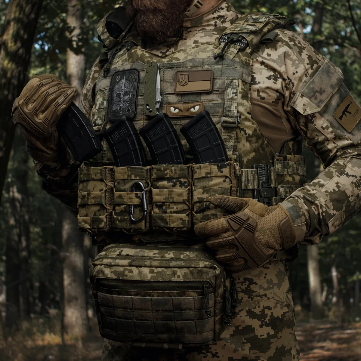 Одинарний підсумок під магазин АК, пластикова основа. MOLLE інтерфейс. Піксель (ММ-14) 5