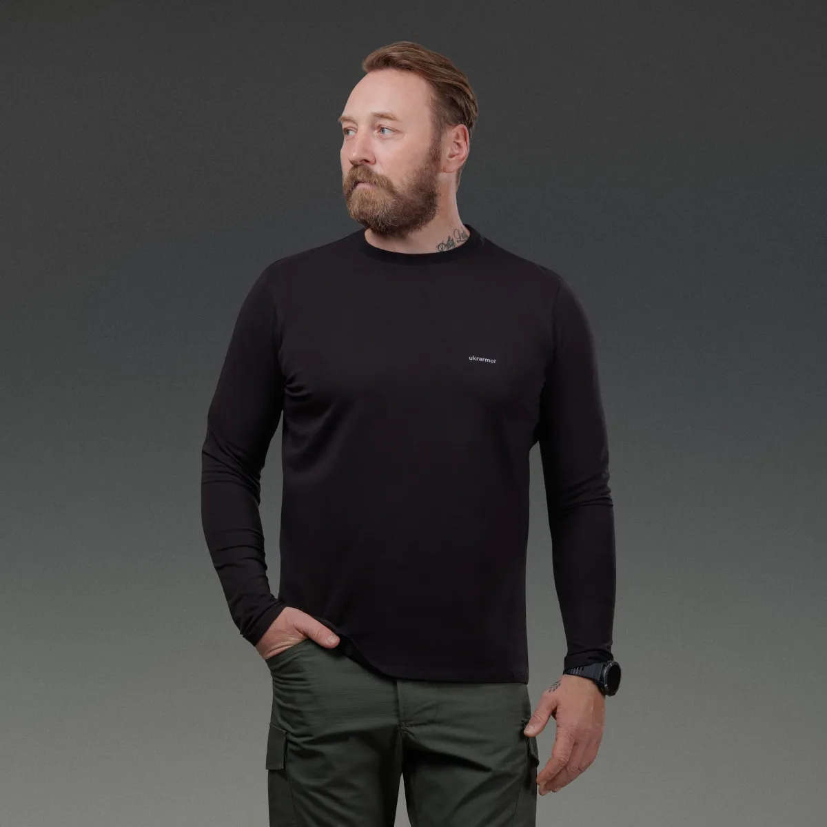 Кофта-лонгслів Ukrarmor Pulse Longsleeve. Cotton and Elastane. Чорний 2