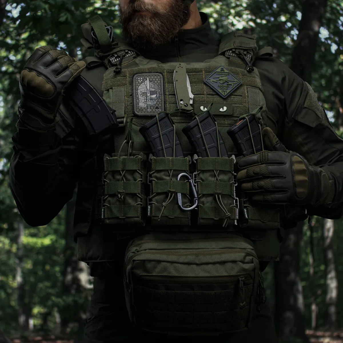 Підсумок одинарний пластиковий для магазину АК/AR. Олива 4