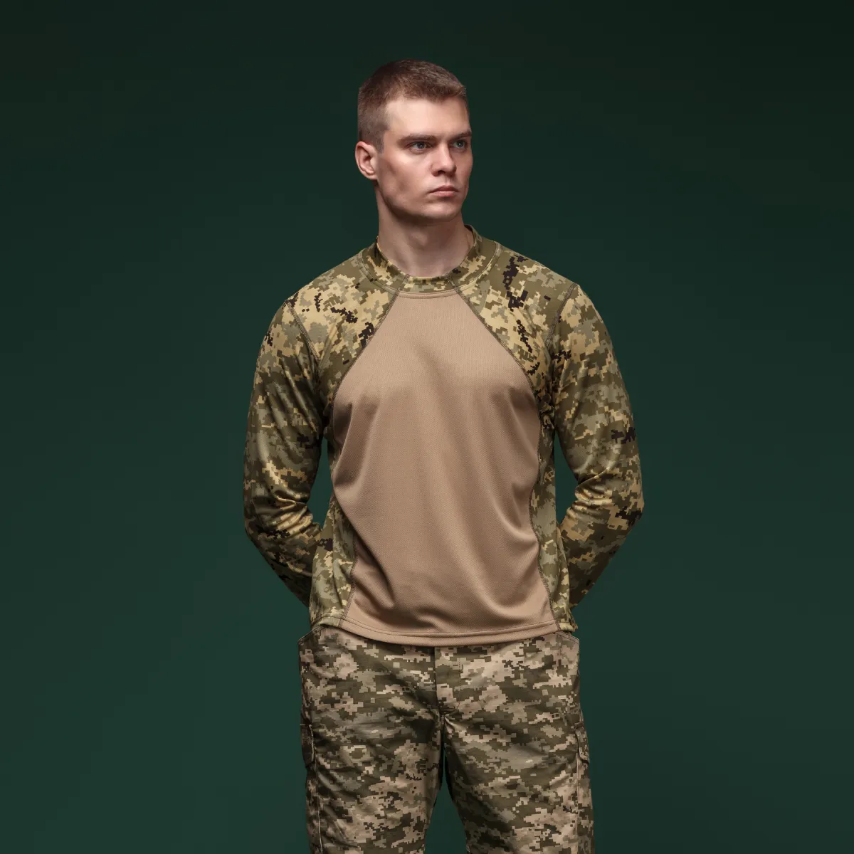 Тактична сорочка Base Combat Shirt з довгим рукавом. Піксель/Койот 2