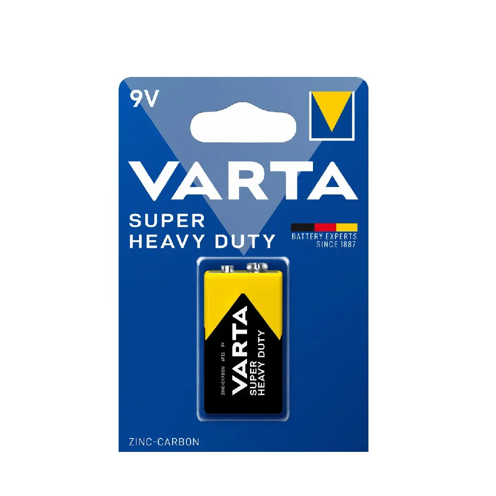 Батарейка Varta крона 9V, Super Heavy Duty. Акумулятор Carbon-Zinc