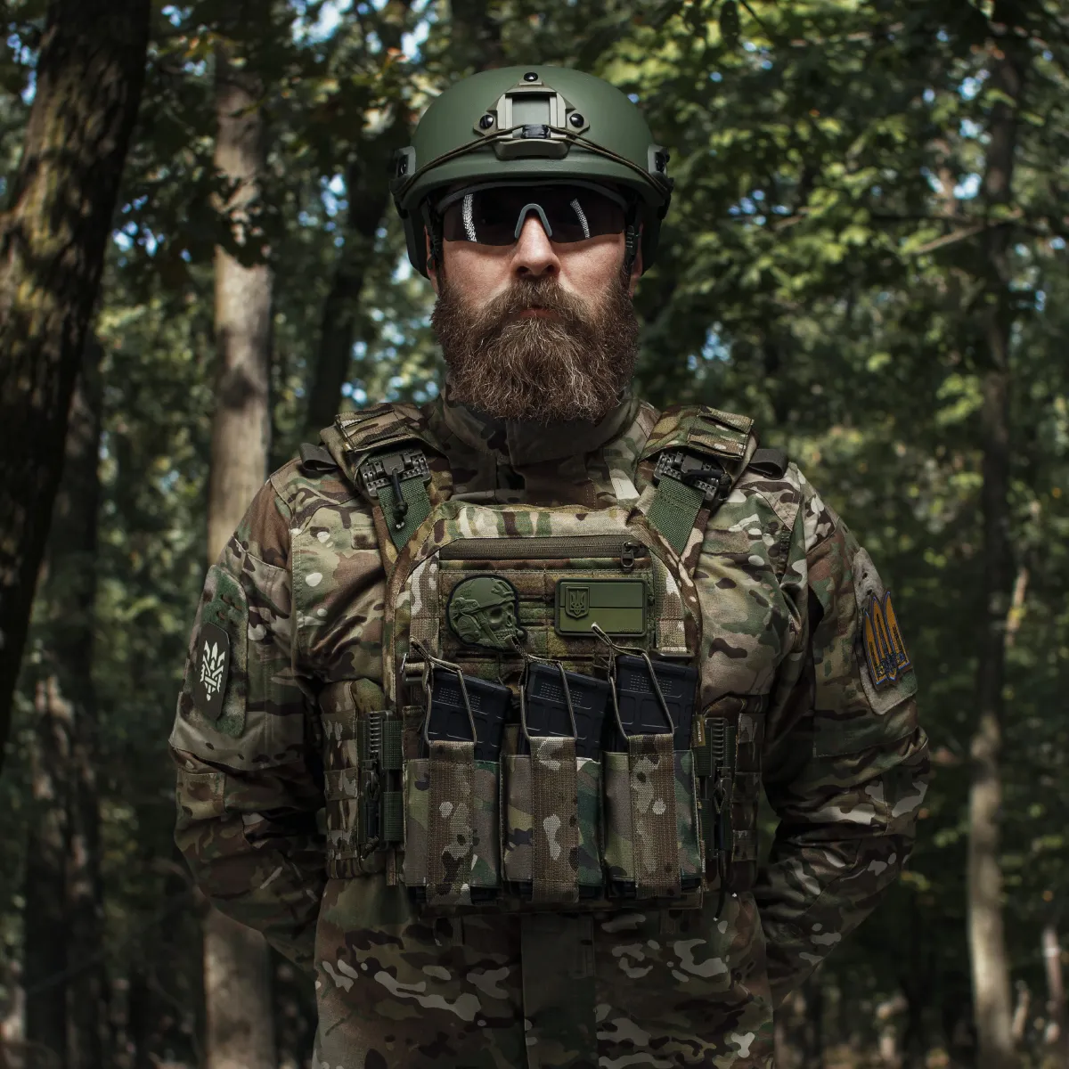 Одинарний еластичний підсумок під магазини АК/АR відкритого типу. Кріплення MOLLE. Мультикам 4