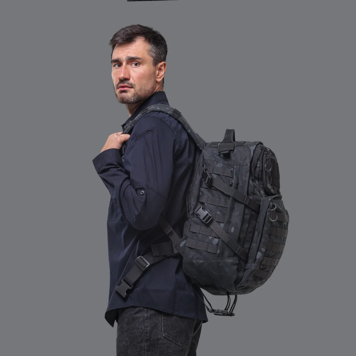 Тактичний рюкзак RANGER на 40 л. Мультикам чорний. CORDURA 1000 9