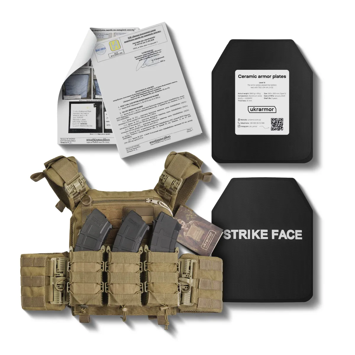 Бронежилет 6 класу (PRO). Вага 6.2 кг. Керамічні плити 2.8 кг. Койот 15
