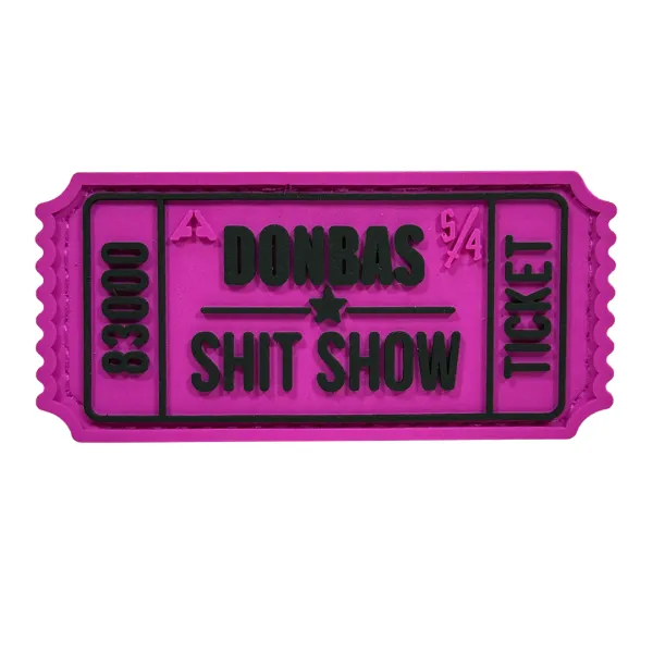 Патч (шеврон) «Білет Donbas Shit Show V2» від А.Т.А.К.А. М’який ПВХ пластик. Рожево-чорний