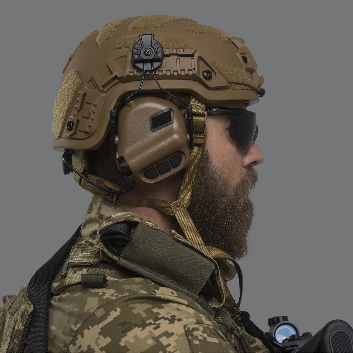 Активні навушники Earmor M31H (Helmet version) з кріпленням ARC rail. Койот 4