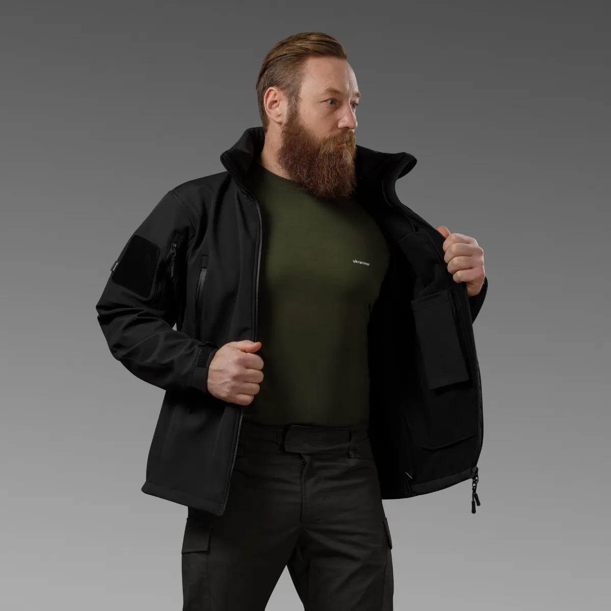 Комплект одягу Softshell Hawk Jacket & Pants. Захист від вітру та вологи. Чорний 3