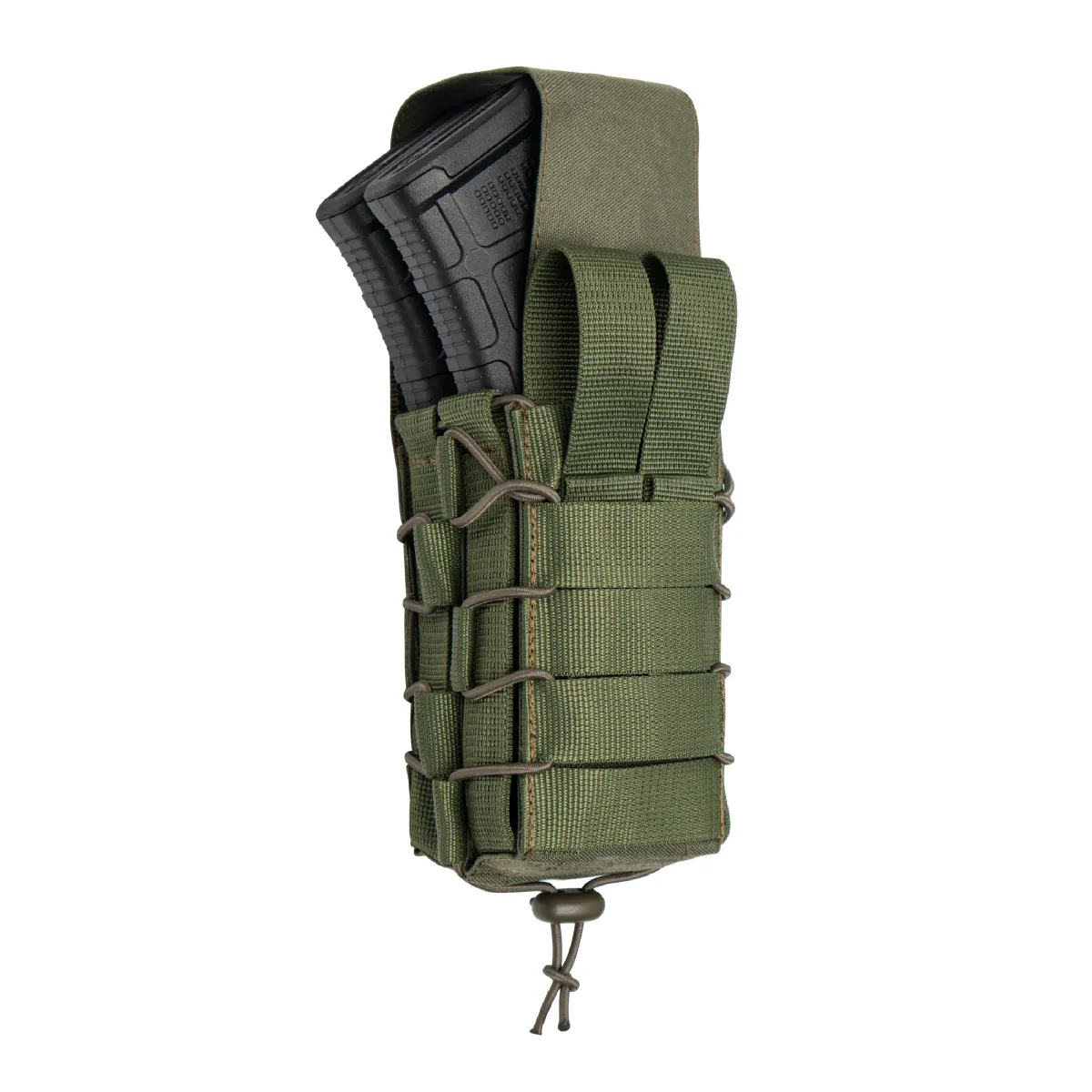 Двойной закрытый подсумок с клапаном под магазины АК/АR. Олива 2