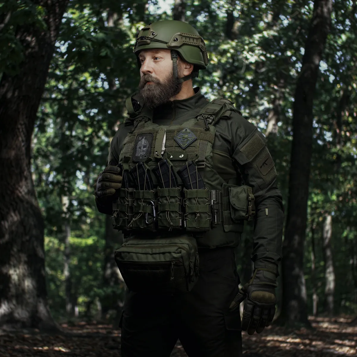 Підсумок одинарний пластиковий для магазину АК/AR. Олива 2