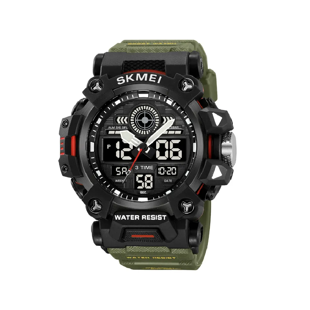 Тактичний наручний годинник Skmei 2226. Вологостійкий корпус. Army Green