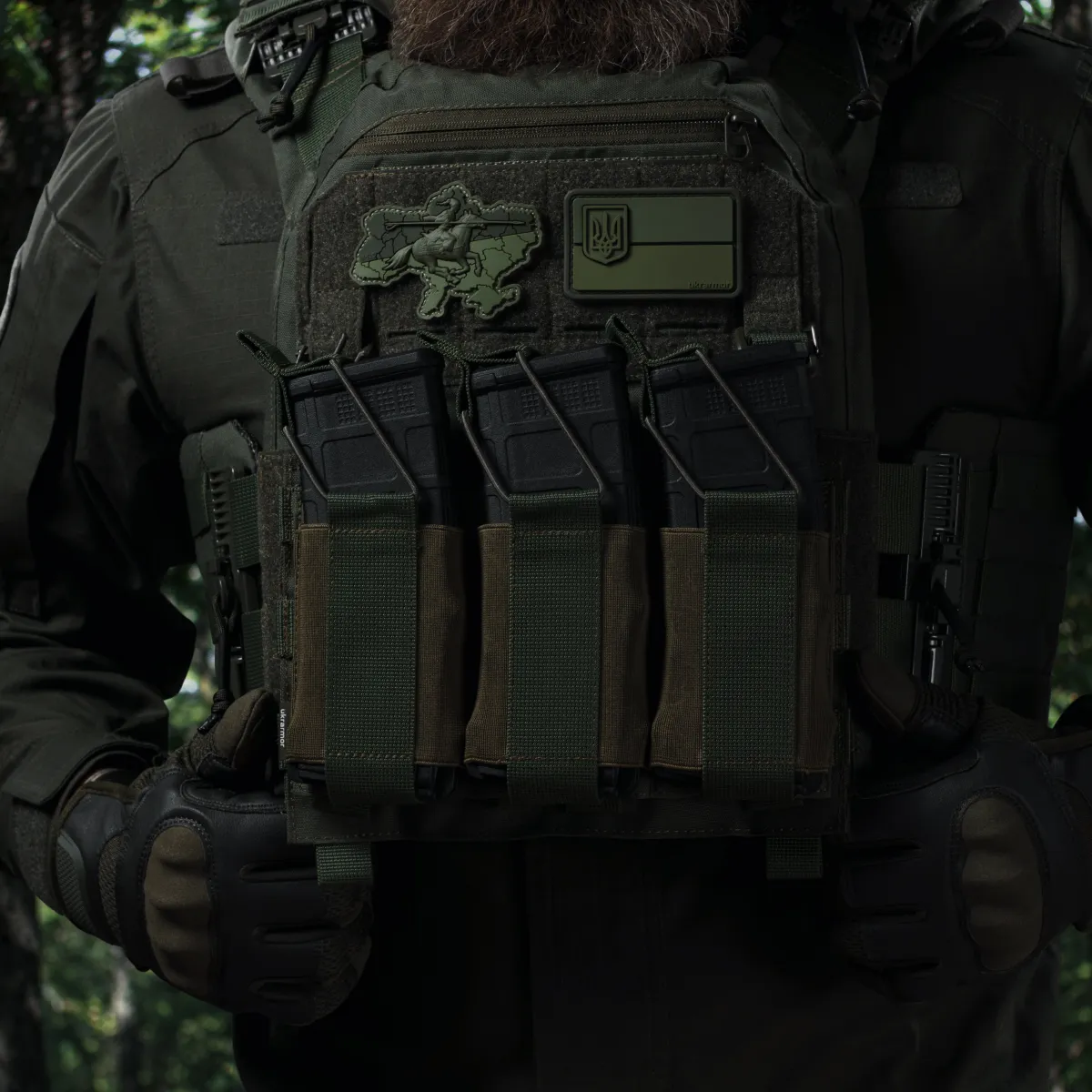 Потрійний еластичний підсумок для магазинів АК/АR відкритого типу з кріпленням MOLLE. Олива 5