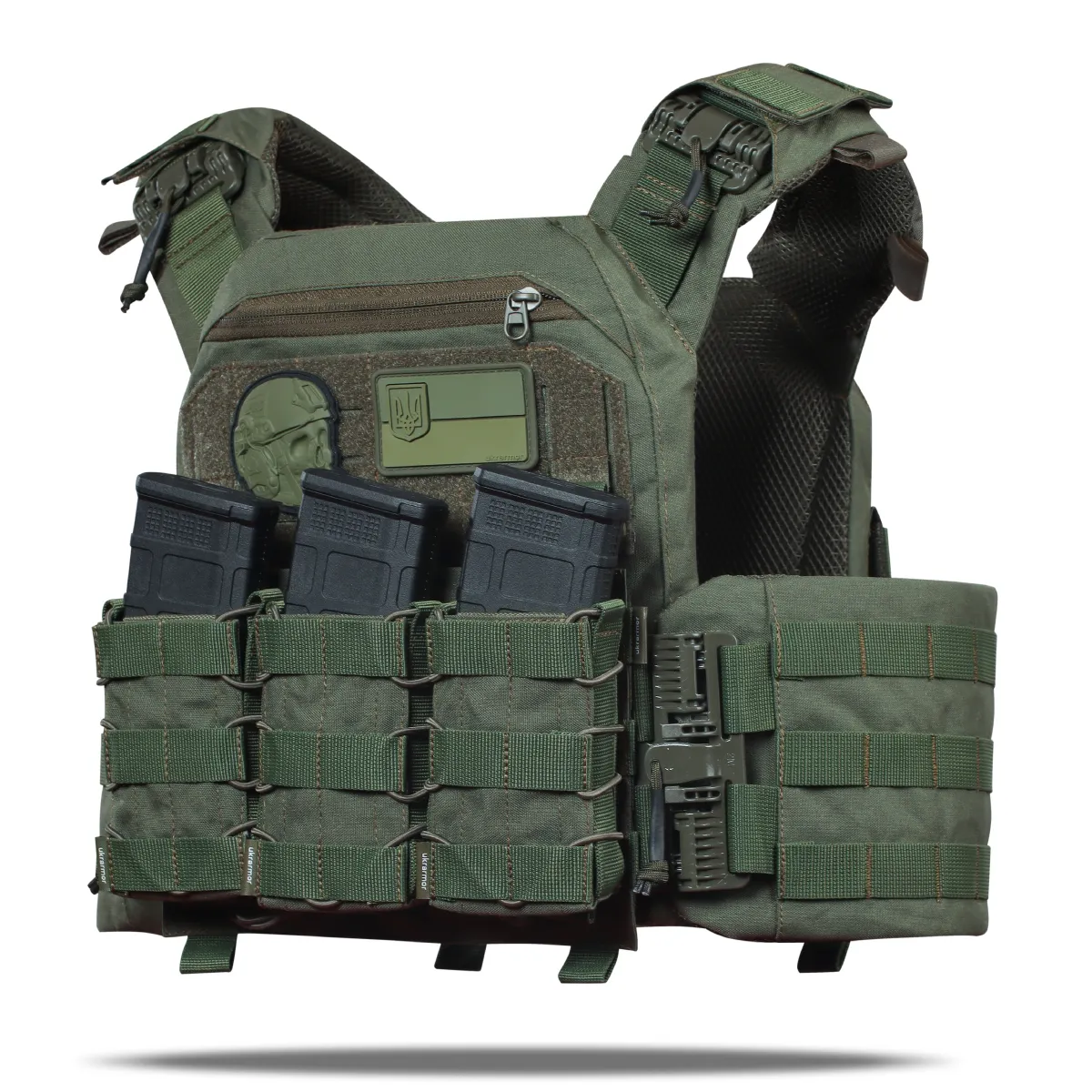 Бронежилет 3 (+++) уровня NIJ (PRO). Вес 4 кг. Керамические плиты Elmon 1.65 кг. Олива 3