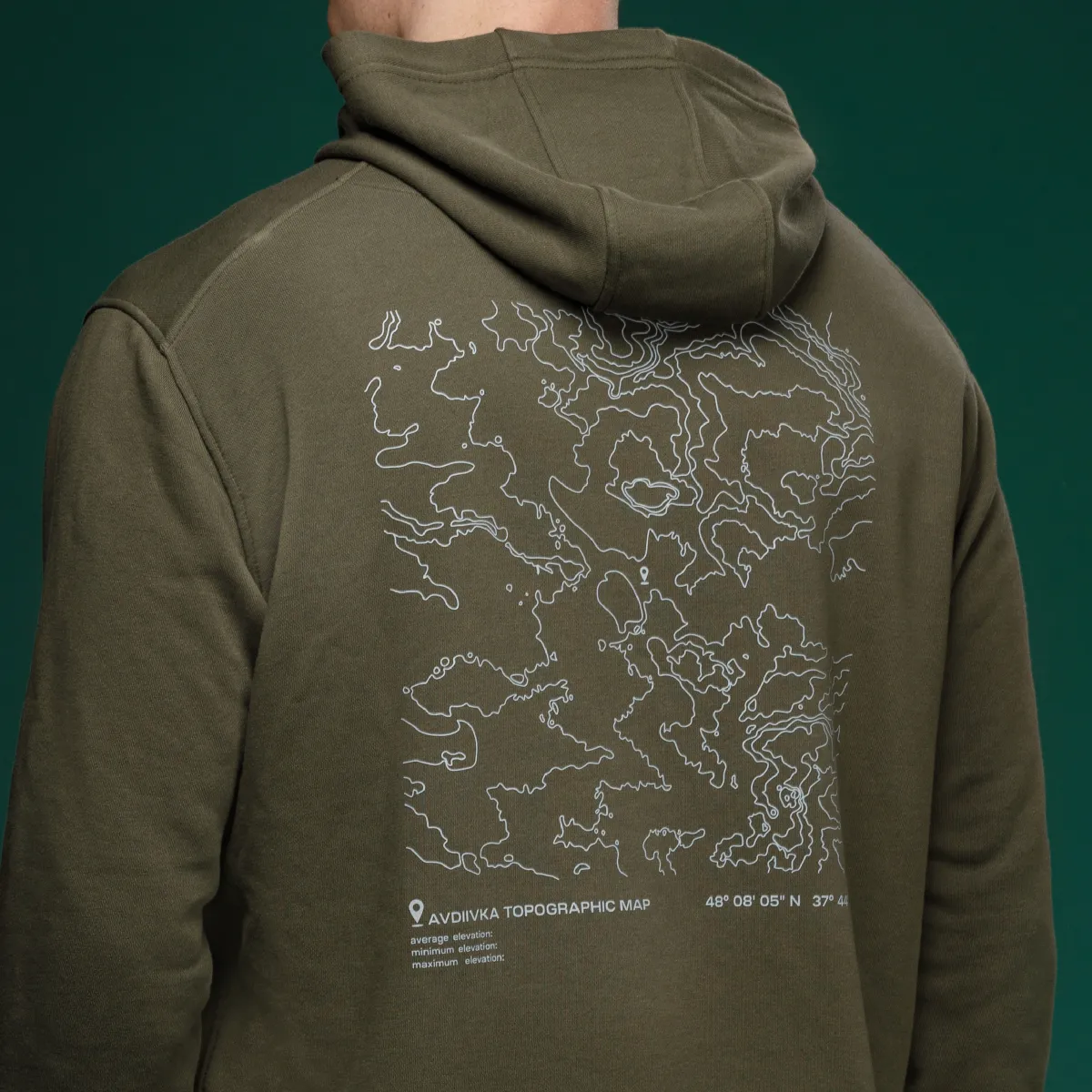 Худі M1 Mono колекція Avdiivka. Топографічна карта. Cotton and polyester. Олива 5