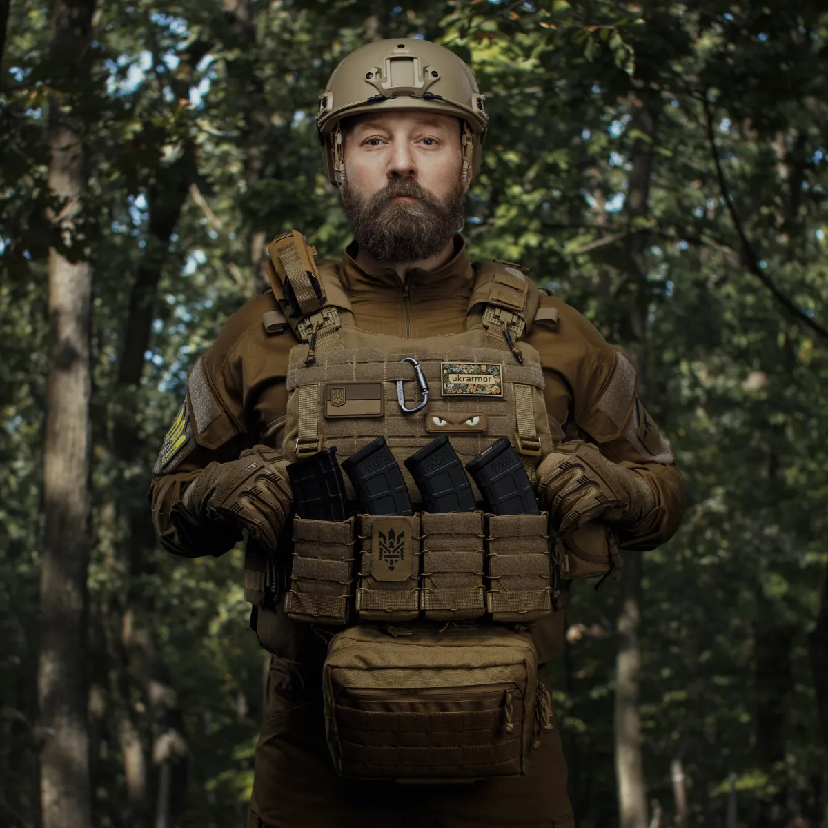 Патч (шеврон) з написом Ukrarmor, на липучці, кольоровий. М’який ПВХ пластик 5