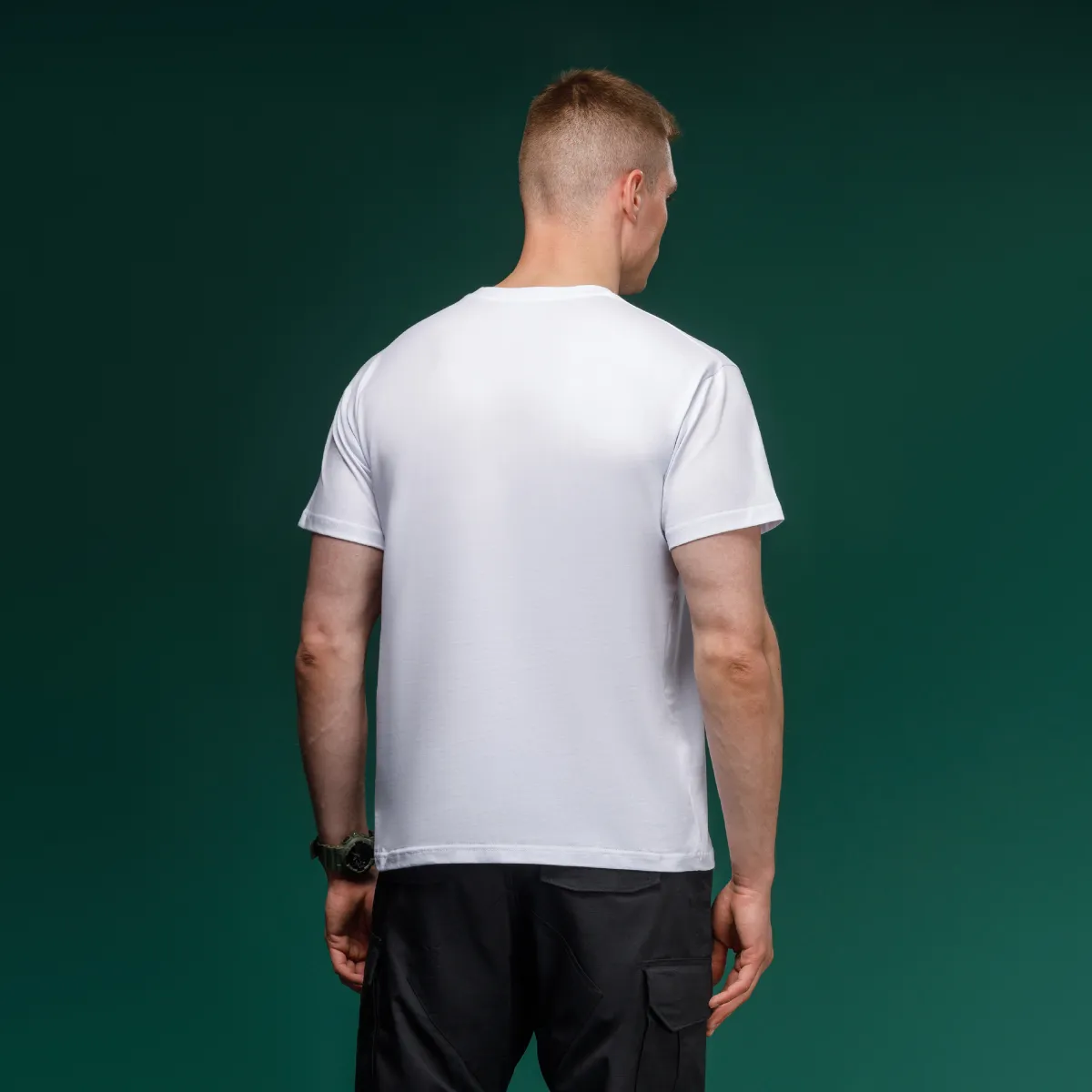 Футболка Basic Military T-Shirt. HMMWV. Cotton and Elastane, білий з принтом 4