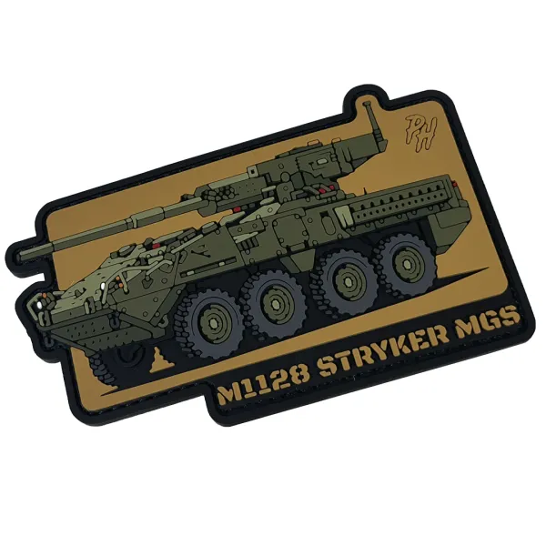 Патч (шеврон) «M1128 Stryker MGS» від Patch hunter. М’який ПВХ пластик. Койот 3