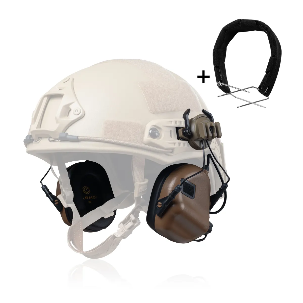 Активні навушники Earmor M31 в комплекті з дужкою/наголів'ям. Койот