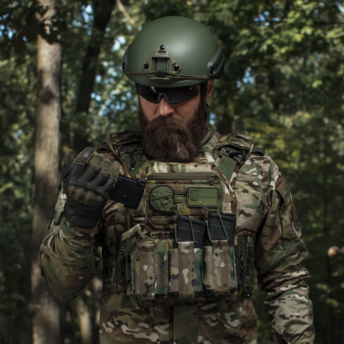 Одинарний еластичний підсумок під магазини АК/АR відкритого типу. Кріплення MOLLE. Мультикам 6