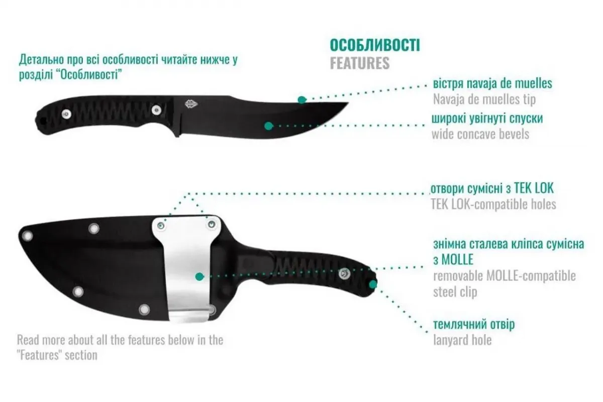 Тактичний ніж Навахеро Blade Brothers Knives з чорним полімерним покриттям 7