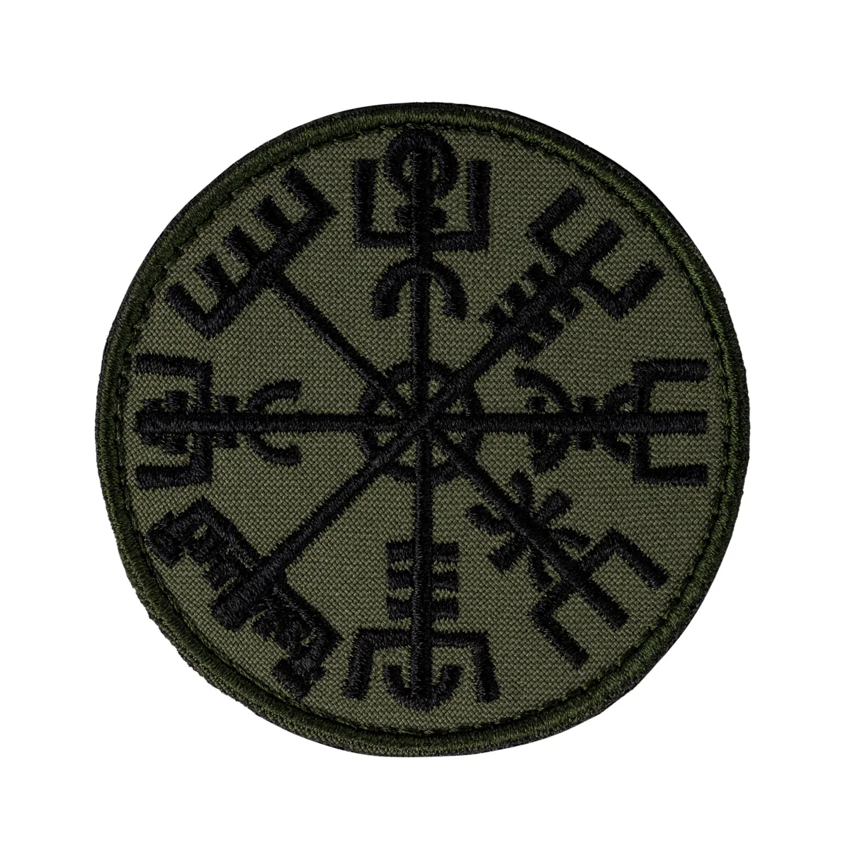 Шеврон (нашивка) Вегвізир компас вікінгів, 7х7 см. Олива
