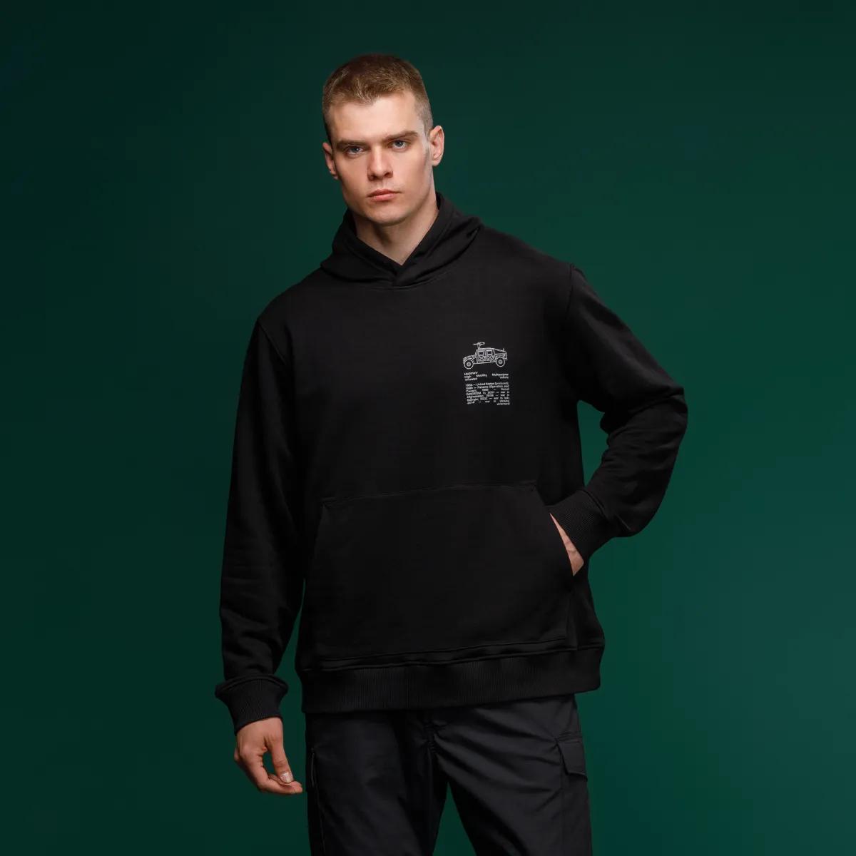 Худі M1 Mono колекція HMMWV. Cotton and elastane. Колір Чорний 2