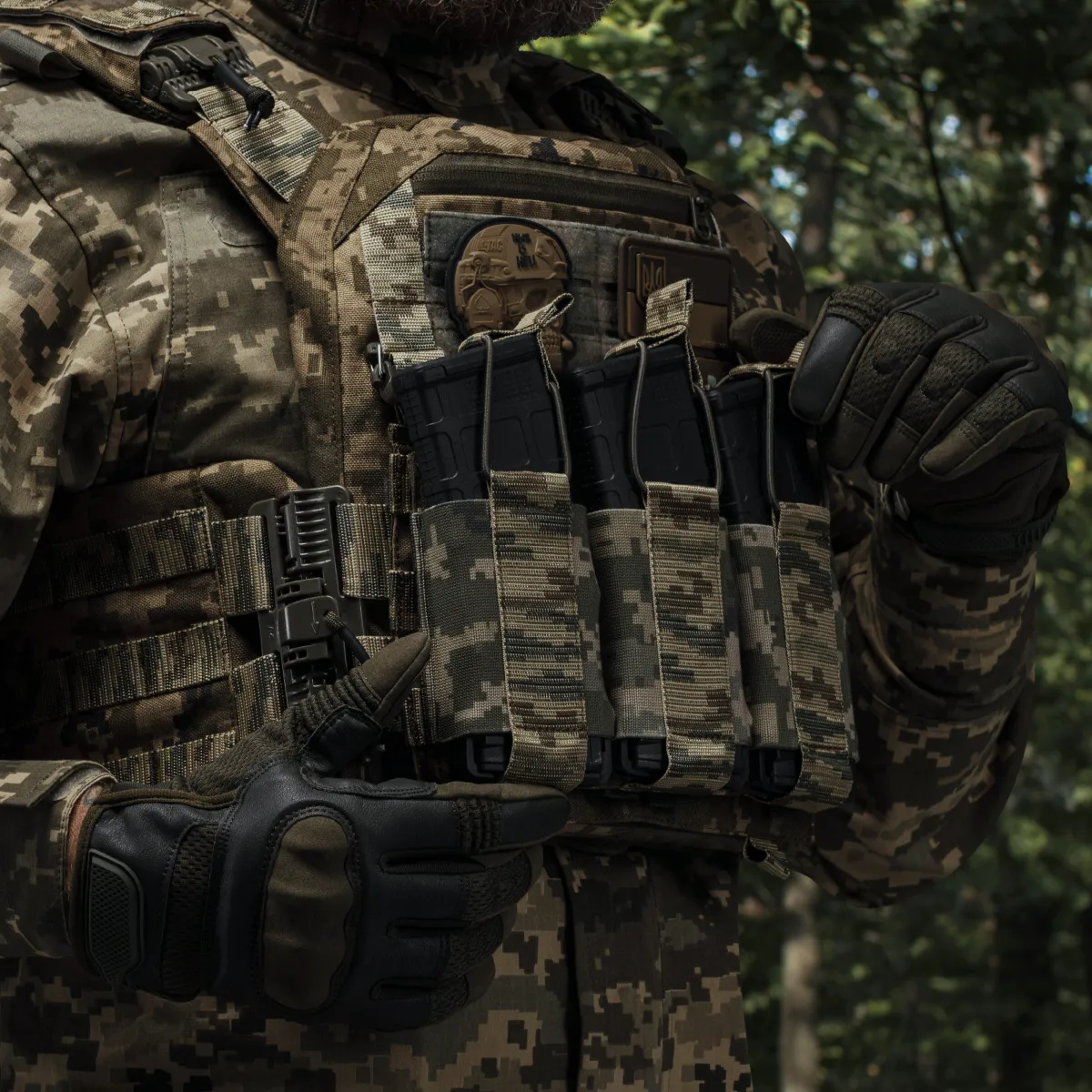 Потрійний еластичний підсумок для магазинів АК/АR відкритого типу з кріпленням MOLLE. Піксель (мм-14) 3