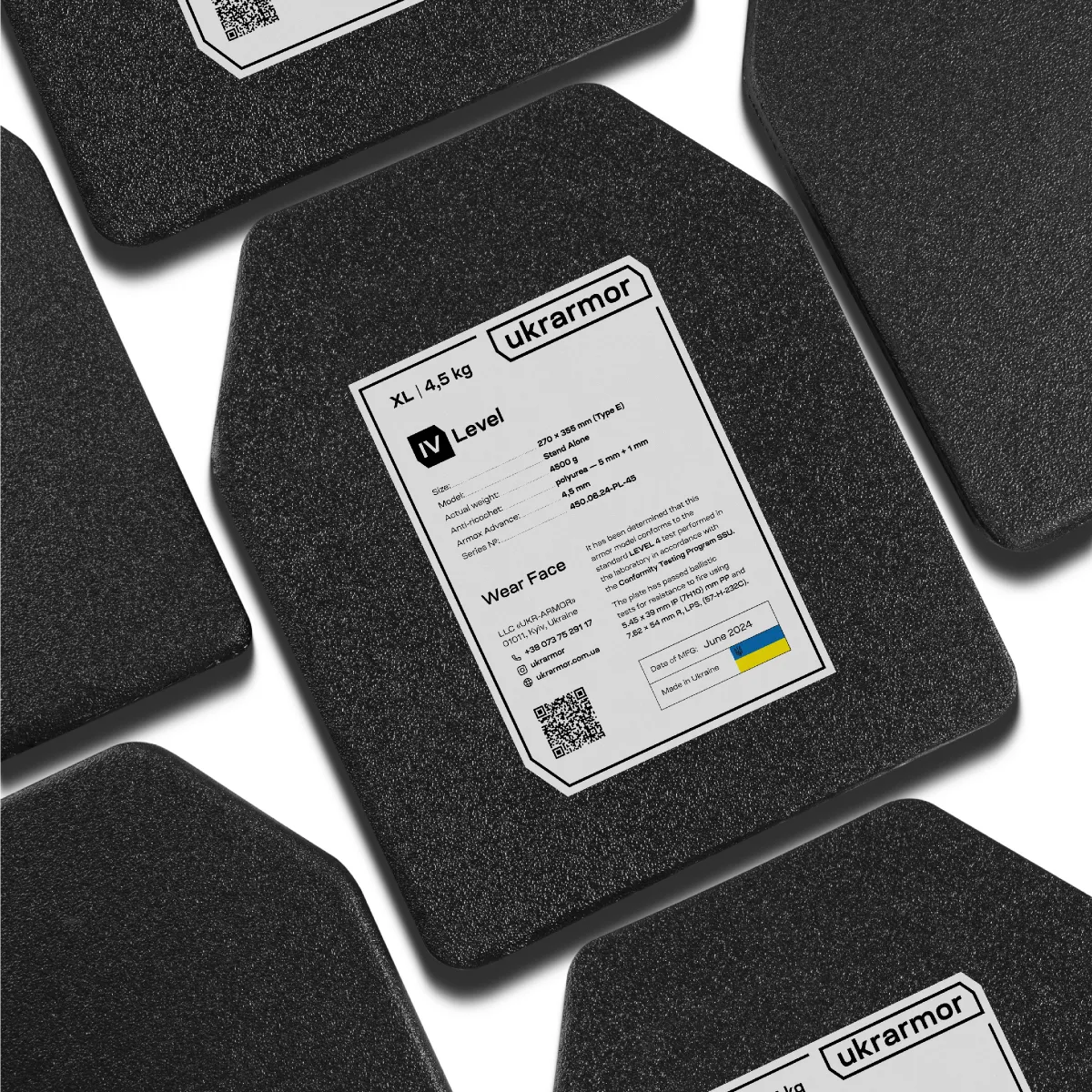 Стальные бронепластины 4 класса (комплект). Вес 9 кг. Размер XL (27х35.5 см.) 3
