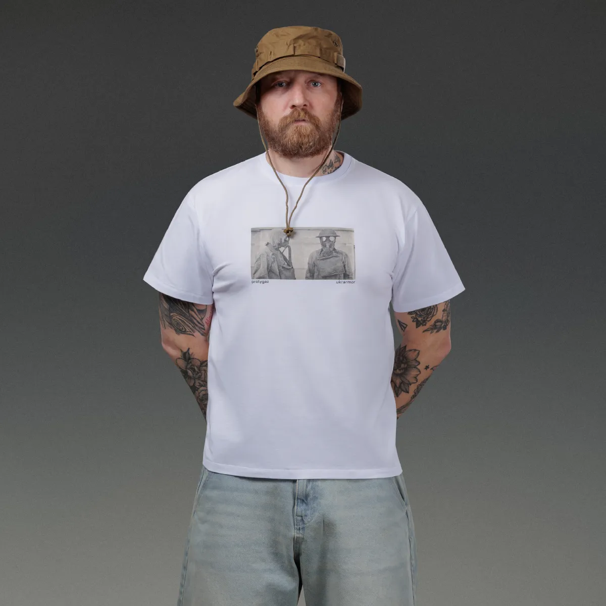 Футболка чоловіча Basic Military. Gasmask Grins. Cottone/Elastane, білий 2